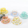 Ins Creative Flower Glass Cup and Saucer Set Light Luxury Girl Heart Afternoon Tea Coffee Cup