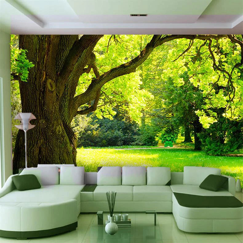 Living room forest sunset wallpaper bedroom sky mountain mural