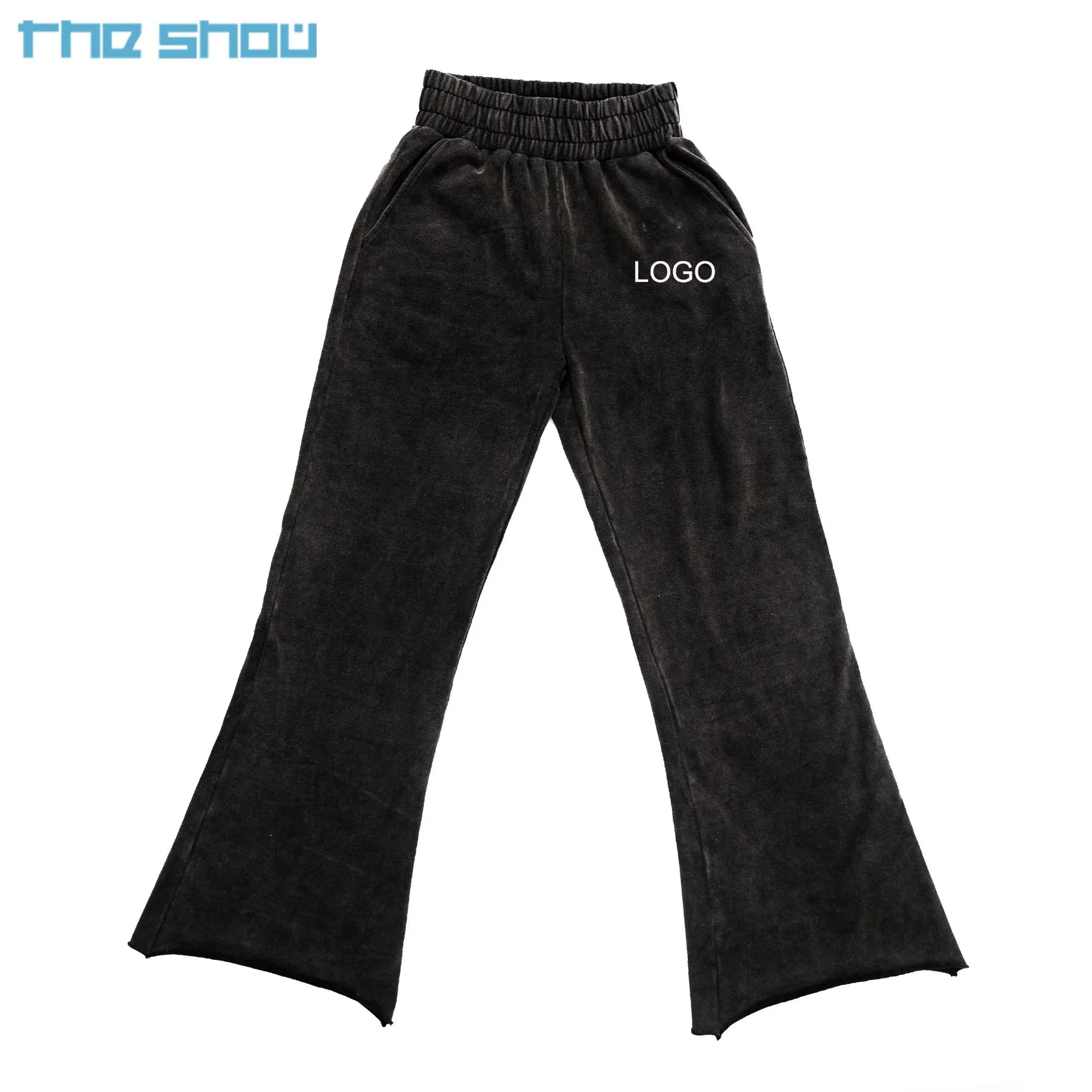 Custom Sweats Blank Baggy Jogger Wide Leg Pants Premium Heavyweight 400 Gsm French Terry Flared  Acid Washed Men Sweatpants