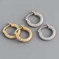 New Design S925 Sterling Silver Clear CZ Circle 925 Hoop Earrings for Women EH1431
