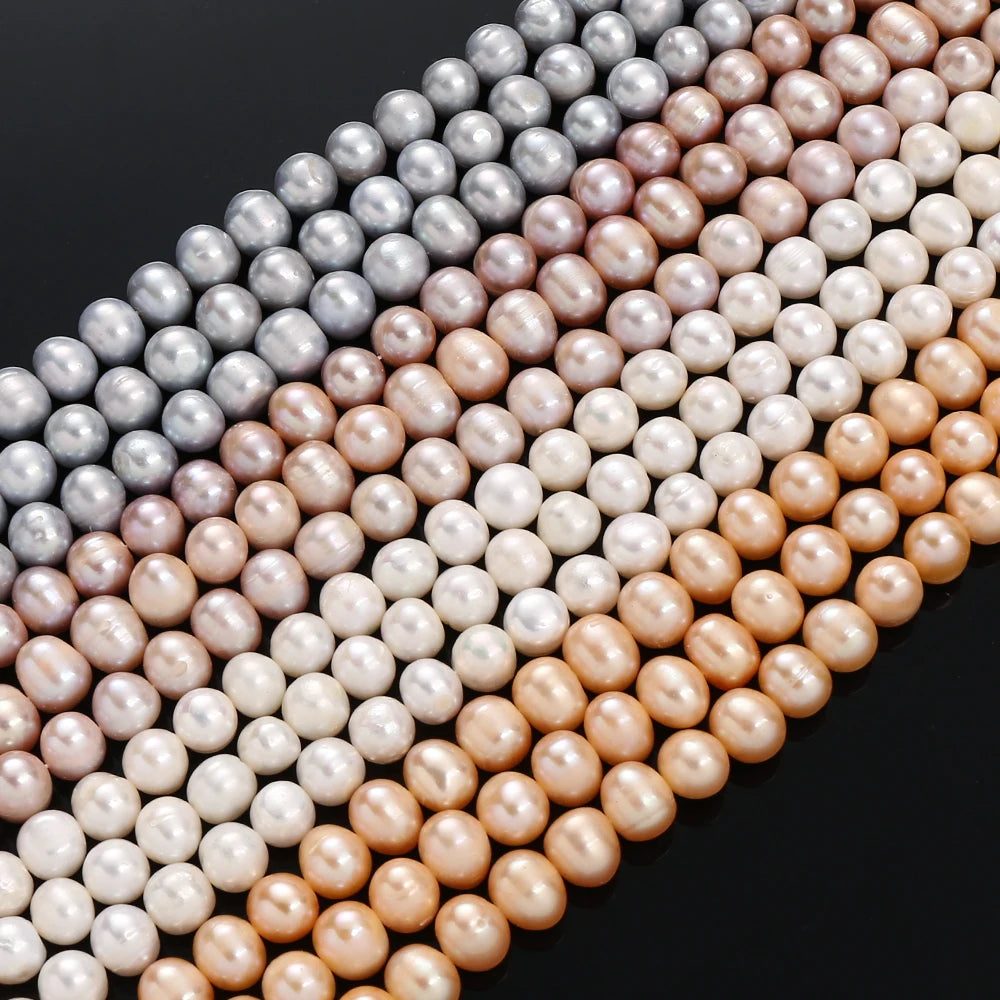 AsVrai U 5A 9-10mm Natural Fresh Water Pearl Beads Round Shape Loose Beads for Jewelry Making DIY Necklace Bracelet Accessories