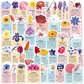 50PCS Ink style romantic floral meaning symbolism literature flower language sticker