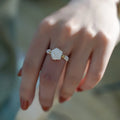 Adjustable Elegant Shell Rose Shape Statement Ring Pearl Beaded Ring Women