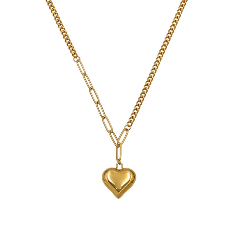 SSeeSY Custom Design Fashion Jewelry PVD 18K Gold Plated Stainless Steel Pendant Heart Necklace for Women