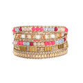 Bohemian Women's Elastic Multi-Layer Beaded Bracelet Geometric Colorful Crystal Charm Natural Stone Fashion Wrap Jewelry Gift