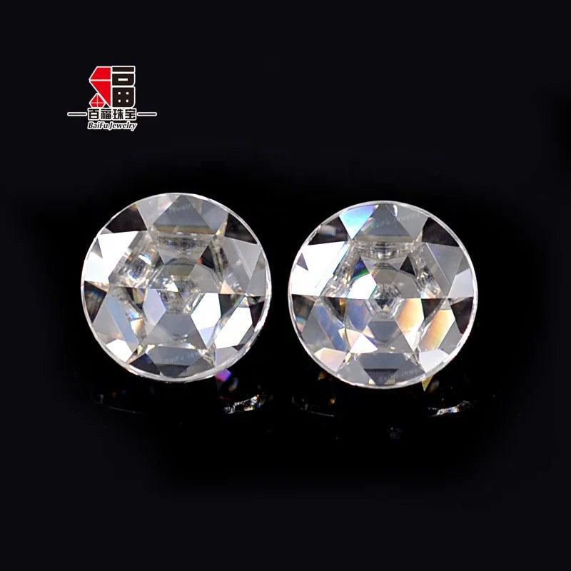 Baifu Gems Flat Back  Rose Cut Face Flat Back Loose Moissanite Diamond Gemstone