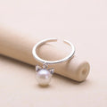 Factory Wholesale Silver Plate Cat Pearl Open Rings for Women Vintage Style Lady Prevent Allergy Jewelry