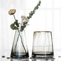 Custom Luxury T-Shape Gold Painted Glass Vase Modern Nordic Style Home Decorative Hand Blown 30cm for Party Wedding Christmas