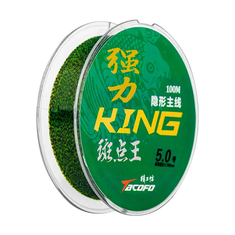 Green Fishing Main Line Sub Line 100M Wear Resistant Pull Constantly Spotted Nylon Fishing Line