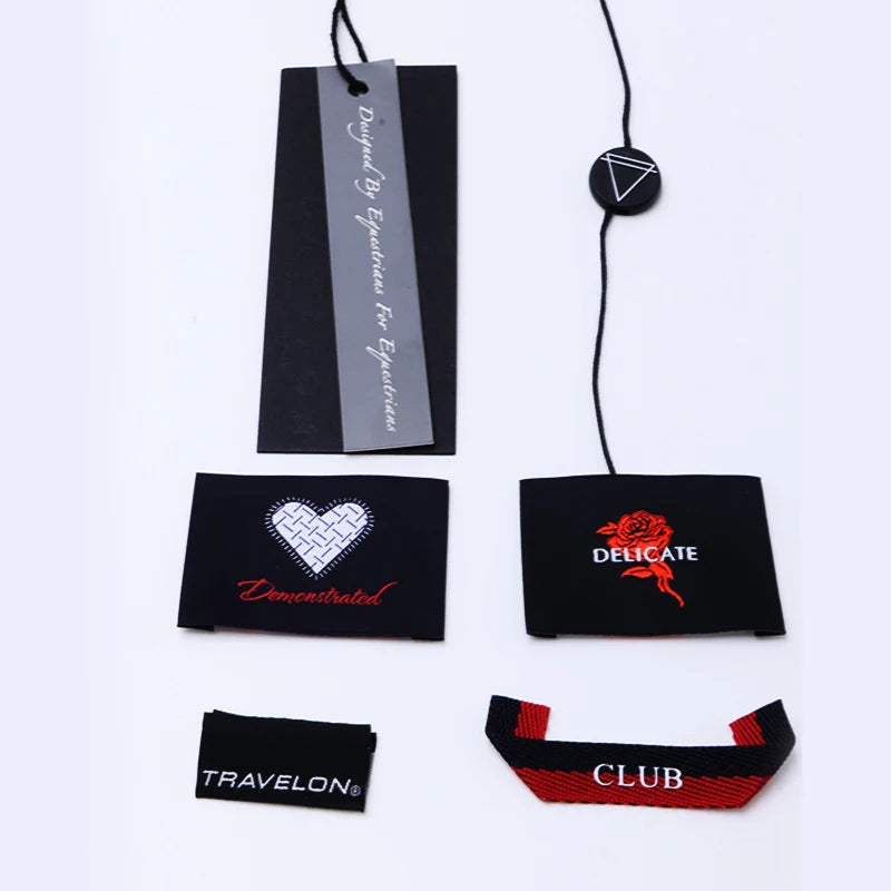 Custom Recycled Paper Hang Tags with Rope & Seal String Printed Logo for Garment Bags & Shoes