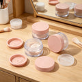 Round Clear Wide-mouth Plastic Jar Leak-Proof with Pink Lid Empty Container for Face Cream Loose Powder & Ointment Storage