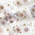 Apocalyptic Rose Series Literary Flowers Handbook DIY Material 1 Roll of PET Tape Masking Decorative Loop Stickers 4 Models