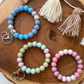 Lobster Clasp Key Ring Bracelet Pastel Themed Silicone Wristlet Keychain