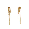 Chris April Fashion in Stock 316L Stainless Steel PVD Gold Plated Beads Tassel Earring