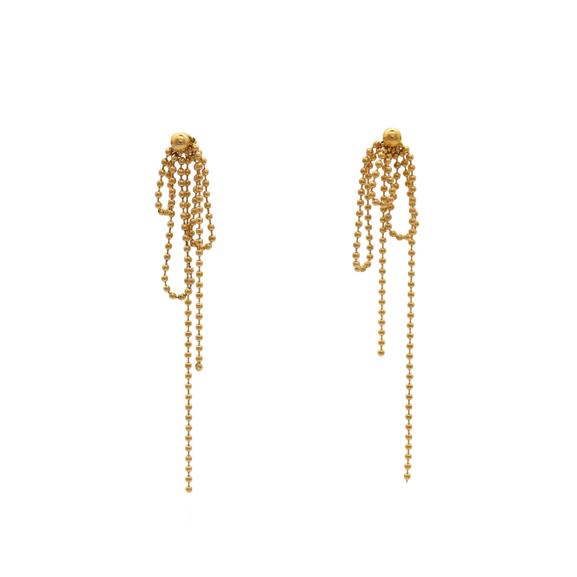 Chris April Fashion in Stock 316L Stainless Steel PVD Gold Plated Beads Tassel Earring
