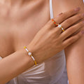 Summer Bohemian Style Imitation Pearl Rainbow Thin Small Seed Beads Bracelet Necklace Ring 3pcs Set