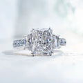 Messi Jewelry MSR-1658 PT950 3.7 ct F VS2 Radiant Shape Lab Grown Diamond Ring
