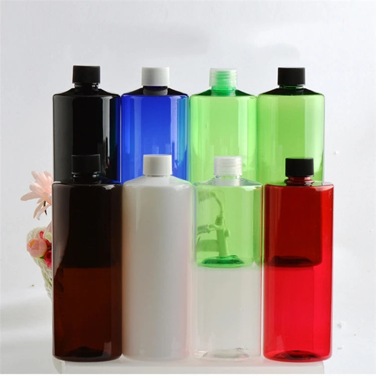 IBELONG 500ml Green Amber Blue Clear Cylinder Pet Plastic Cosmetic Toner Bottle with Plastic Screw Cap
