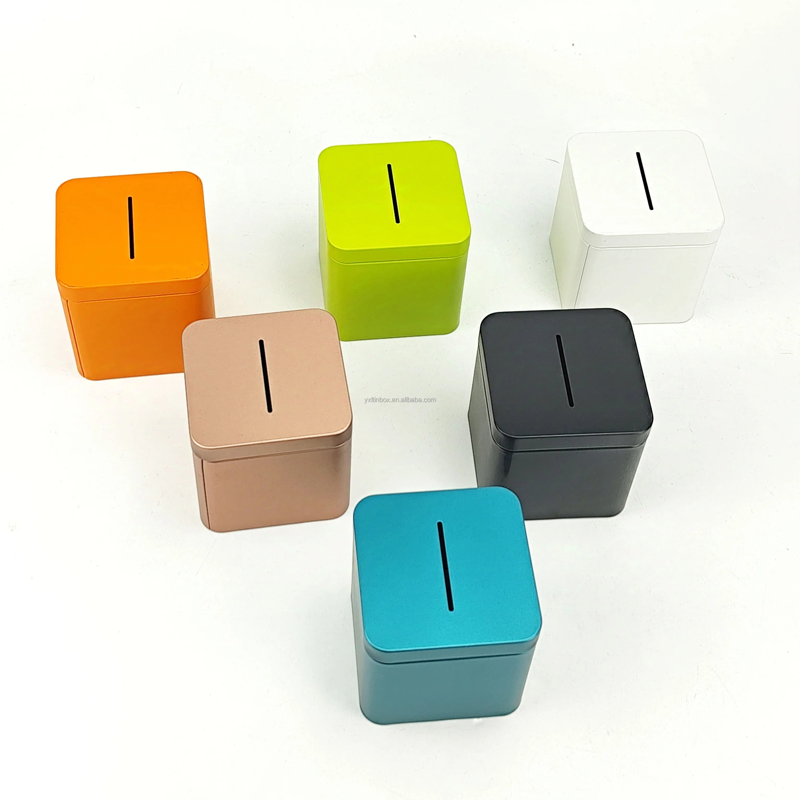 Coin Bank Money Cash Saving Tinplate Box Piggy Bank Wholesale Custom Printed Empty CMYK Painting Home Decor YXL