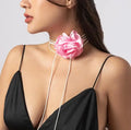 Korea Style Choker Necklace Multicolor Pink  White Flower Charms Necklace for Women Wedding Party Choker Collar Jewelry Gifts