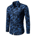 Mens Printed Dress Shirts Long Sleeve Regular Fit Button Down Shirt Plus Size Business Formal Shirt with Pattern