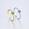 14K Gold 925 Sterling Silver Delicate Green CZ Jewelry Square Emerald Dainty Ring
