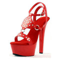 Red 15 cm 6 Inch High Heels Thin Strap Anti-Slip Fashion Pole Dance Sandals Trendy T-Stage Model Open Toe Summer-Compatible High
