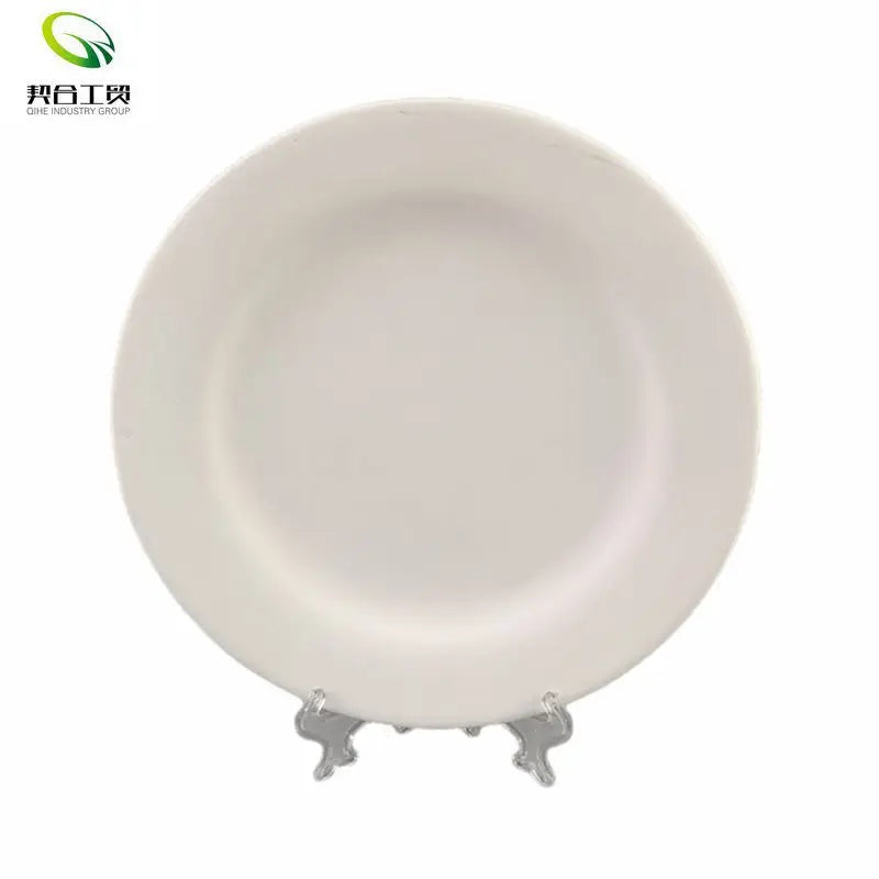 STOCK Cheap Wholesale Animal Glazed Pottery Bisque 7 Inch Round Plain White Ceramic Dinner Dish Plates