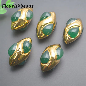 DIY Fashion Woman Jewelry Bracelet Necklace Making Wholesale Gold Plated Oval Shape Green Color Stone Beads