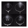 Vintage Style Water Drop Zircon Necklace and Earrings Set New Brass Wedding Jewelry for Bridal Studios or Parties