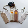 Luxury Faux Leather Weave Pattern Chapstick Keychain Holder Modern Key Ring Bag Hot Sale Key Chain