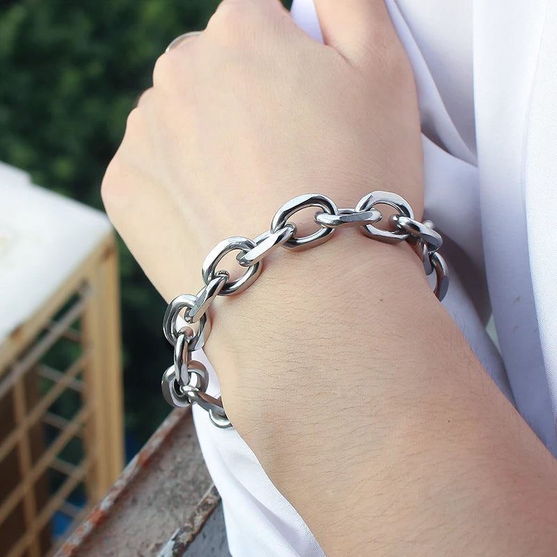 Simple Geometric Long Layered Necklace With Bracelet Set Stainless Steel Anniversary Necklace and Bracelet  Female Vintage