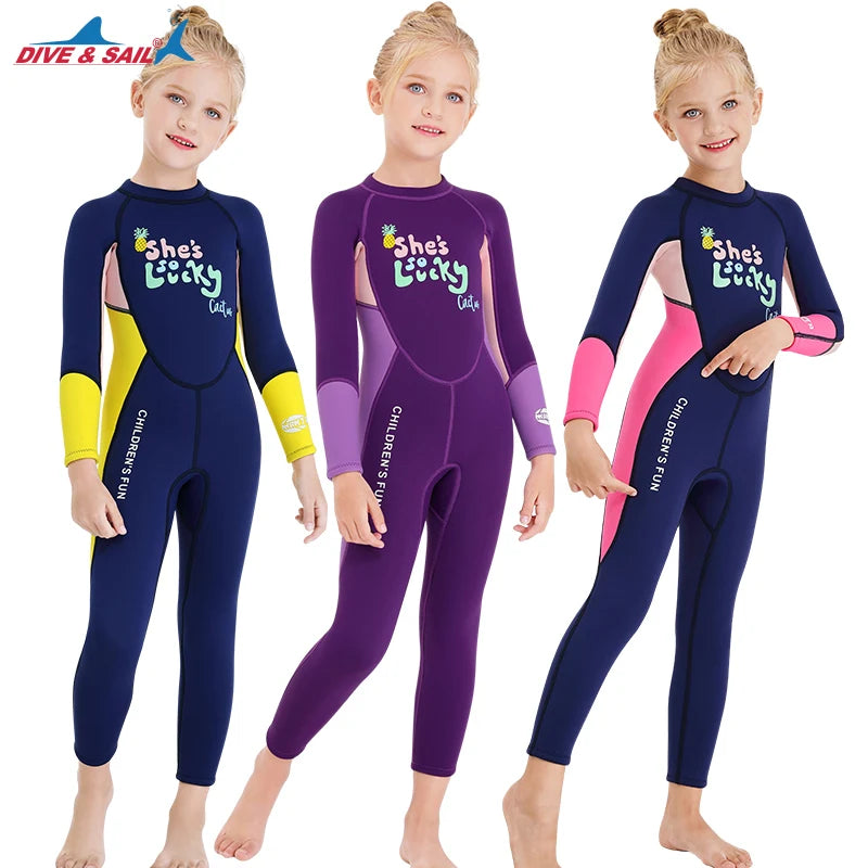 Wholesale 2.5mm Kids Children Long Sleeve Traje De Bano Ninas Diving Surfing Swimsuit Neoprene Wetsuit One Piece Jellyfish Suit