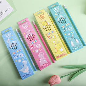 Cheap School Kids Stationery Gifts Dinosaur 12 Pieces Wooden 2b Cartoon Pencil Set