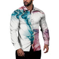 Men's Spring Floral Printed Lightweight Long Sleeve Casual Button Down Dress Shirts