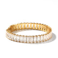 New Fashion 18K Gold Plated Stainless Steel Tennis Chain Bracelet Eternity Bangles Zircon Baguette Wedding Party Christian