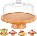 Bamboo Vintage Cake Table Stand Serving Tray Wholesales Rotating Cake Stands Set Cake Display with Clear Acrylic Dome Cover