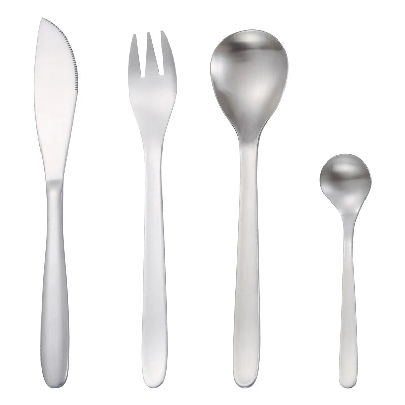 Modern 304 Japanese Style Stainless Steel Western Tableware Flatware Set with Paper Forks for Tea for Hotels and Presents