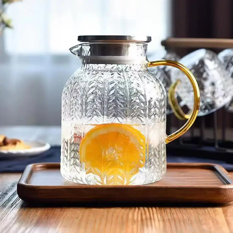 Hot Sale Hammer Water Bottle the Hand Feels Comfortable Glass Water Jug with Cup Set