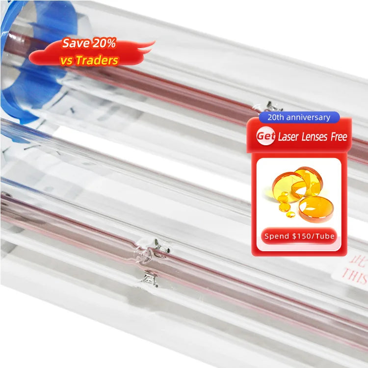 Yongli New Type CO2 Laser Tube 100W 130W Purchase Includes Free Lenses Pro Glass Sealed for Textile Cutting