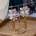 Korean Wedding Jewelry Resin Flower Bridal Earrings Ear Clip Without Piercing for Bride Makeup Accessory