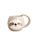 Cartoon Sloth Ceramic Coffee Mug with Glass Snack Saucer and Toothpick Holder for Milk or Coffee