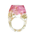 New Transparent Forest Handmade Dried Flower Resin Ring Colorful Ink Pattern Scenery for Women Fashion Jewelry Ring