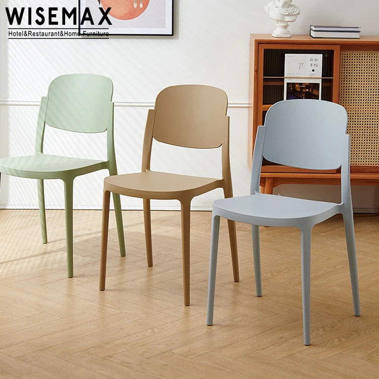 WISEMAX FURNITURE Minimalist Dining Room Furniture New PP Plastic Frame Dining Chair Low Height Stackable Plastic Chair