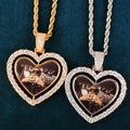 Hip Hop Love Heart Rotating Photo Pendant Unisex Personality DIY Private Style Picture Frame Necklace Custom Design