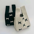 Small Knitted Bow Bag Mixed Color Knitted Shoulder Bag