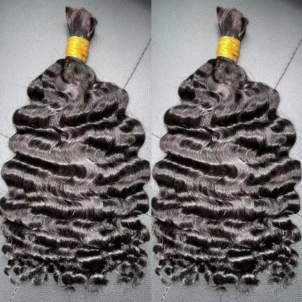 Hot Selling 100% Raw Vietnamese Hair Bulk Burmese Curly RAW Natural Wave Wig Boho Braids Super Double Drawn Human Bulk Hair