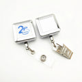 High Quality Alloy Heavy-Duty Metal Keychain Square Retractable Badge Reel Nurse ID Card Badge Holder Carabiner Key Ring