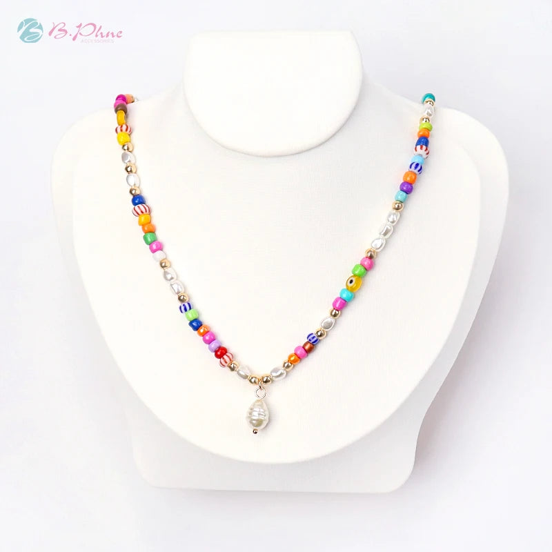 BPhne New Arrival Wholesale Women Beading Colorful Fashion Necklace Accesorios Mujer