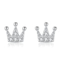 Minimalist 925 Sterling Silver Women Simple Fashion Diamond Crown Stud Earrings